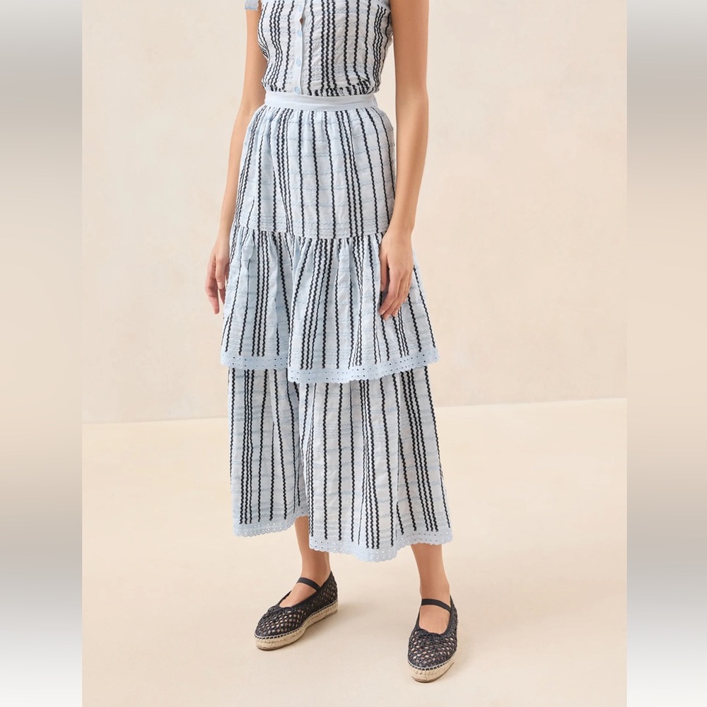 Loeffler Randall Sainy Light Blue Tiered Skirt - New with tags